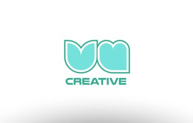 Pastel Yeşil Alfabe harf vu v u birlikte ortak logo t.