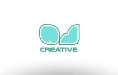 Pastel Yeşil Alfabe harf qj q j kombinasyon ortak logo t.