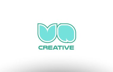 Pastel Yeşil Alfabe harf vq v q kombinasyon ortak logo t.
