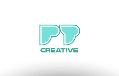 Pastel Yeşil Alfabe harf pt p t kombinasyonu ortak logo t.