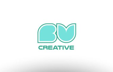 Pastel Yeşil Alfabe harf bv b v kombinasyon ortak logo t.