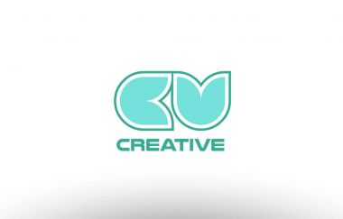 Pastel Yeşil Alfabe harf cv c v kombinasyon ortak logo t.