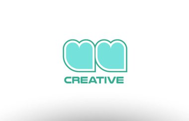 Pastel Yeşil Alfabe harf uu u u birlikte ortak logo t.