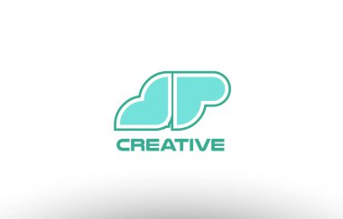 Pastel Yeşil Alfabe harf jp j p kombinasyon ortak logo t.