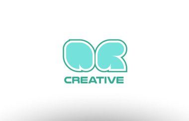 Pastel Yeşil Alfabe harf qr q r kombinasyon ortak logo t.