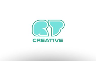 Pastel Yeşil Alfabe harf rt r t kombinasyonu ortak logo t.