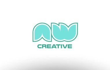 Pastel Yeşil Alfabe harf aw w kombinasyon ortak logo t.