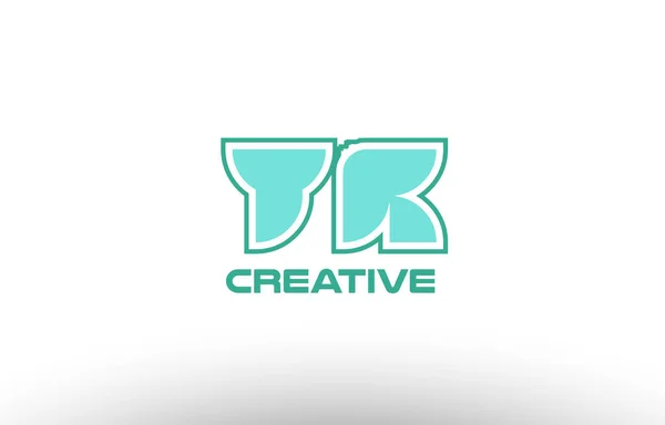 Pastel verde alfabeto letra yk y k combinación conjunta logo coman — Vector de stock