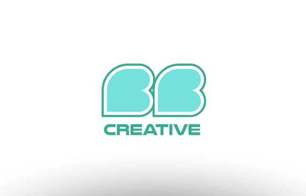 パステル グリーンのアルファベット手紙 bb b b 組み合わせ共同ロゴ コマン — ストックベクタ