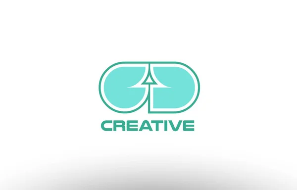 Alphabet vert pastel lettre gd g d combinaison joint logo coman — Image vectorielle
