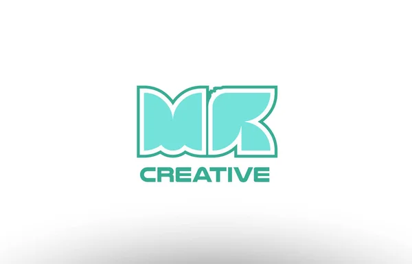 Pastelowy zielony alfabet litery mk m k połączenie wspólnego logo coman — Wektor stockowy