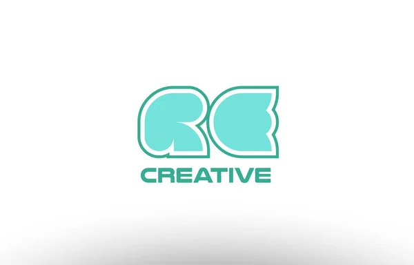 Lettre alphabet vert pastel re r e combinaison joint logo coma — Image vectorielle