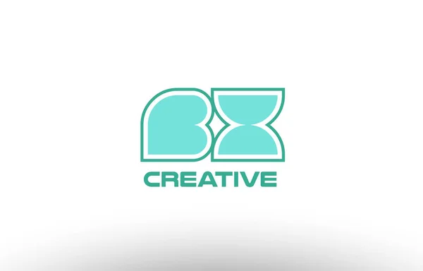 組み合わせ共同ロゴ コーマン × パステル グリーンのアルファベット手紙 bx b — ストックベクタ