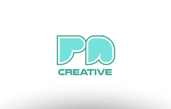 パステル グリーンのアルファベット手紙 pn p n 組み合わせ共同ロゴ コマン — ストックベクタ