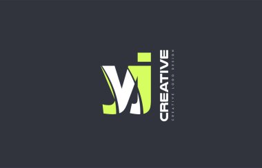 Yeşil mektup yj y j kombinasyonu logo simge şirket tasarım ortak j