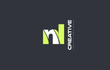Yeşil mektup nl n l kombinasyonu logo simge şirket tasarım ortak j