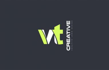 Yeşil mektup vt v t kombinasyonu logo simge şirket tasarım ortak j