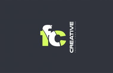 Yeşil mektup fc f c kombinasyonu logo simge şirket tasarım ortak j