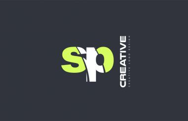 Yeşil mektup sp s p birlikte logo simge şirket tasarım ortak j