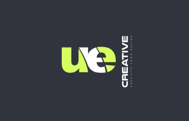 Yeşil mektup AB u e birlikte logo simge şirket tasarım ortak j