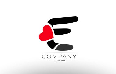 E Alfabe harf logo simge aşk kalp simgesi şirket tasarı ile