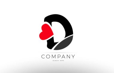 D Alfabe harf logo simge aşk kalp simgesi şirket tasarı ile