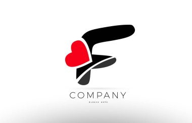 F Alfabe harf logo simge aşk kalp simgesi şirket tasarı ile