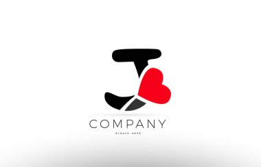 J Alfabe harf logo simge aşk kalp simgesi şirket tasarı ile