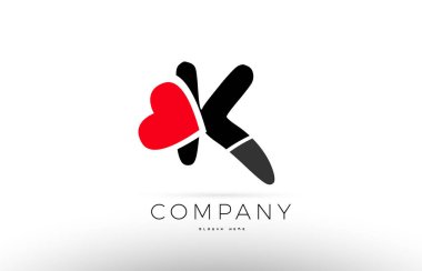 K Alfabe harf logo simge aşk kalp simgesi şirket tasarı ile