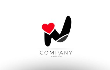 N Alfabe harf logo simge aşk kalp simgesi şirket tasarı ile