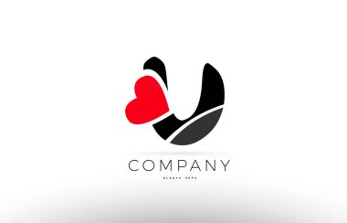 U Alfabe harf logo simge aşk kalp simgesi şirket tasarı ile
