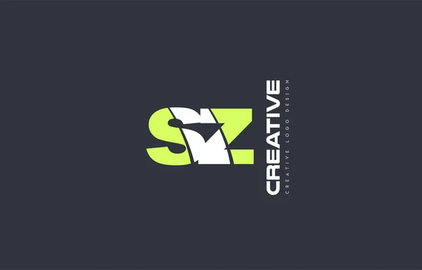 Carta verde sz s z combinação logotipo ícone empresa projeto conjunto j —  Vetores de Stock
