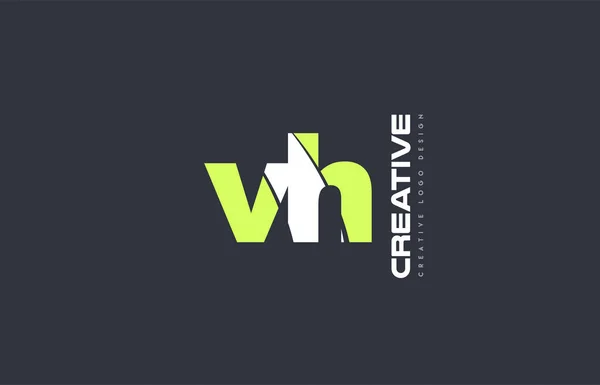 녹색 편지 vh v h 조합 로고 아이콘 회사 디자인 공동 j — 스톡 벡터