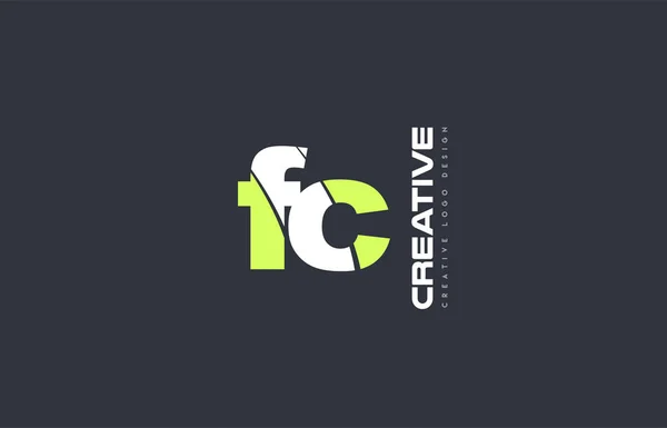 Lettera verde fc f c combinazione logo icona azienda design joint j — Vettoriale Stock