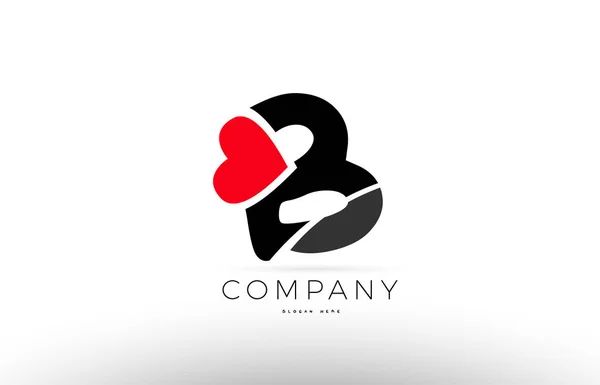 B abeceda dopis logo ikonu s láskou srdce symbol společnost desig — Stockový vektor