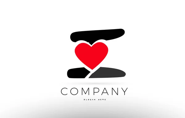 I alfabeto letra logotipo icono con amor corazón símbolo empresa desig — Vector de stock