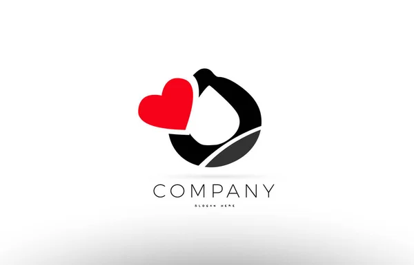 O ikona logo litery alfabetu z miłość serce symbol firmy wyzna — Wektor stockowy