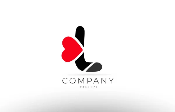 L alfabeto letra logotipo icono con amor corazón símbolo empresa desig — Vector de stock