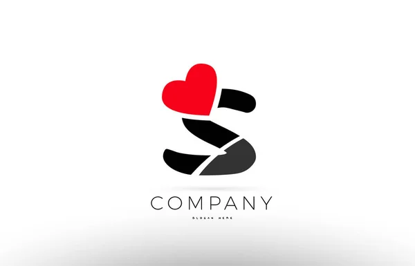 S alfabeto letra logotipo icono con amor corazón símbolo empresa desig — Vector de stock