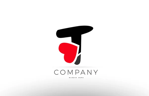 T alfabet logo letterpictogram met liefde hart symbool bedrijf desig — Stockvector