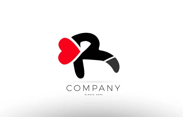 R ábécé levél logó ikonra a szeretet szív szimbólum cég desig — Stock Vector