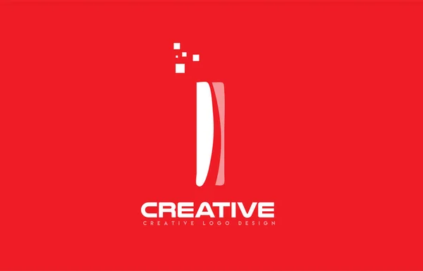 Alphabet letter I red technology white logo company design icon — Stock Vector