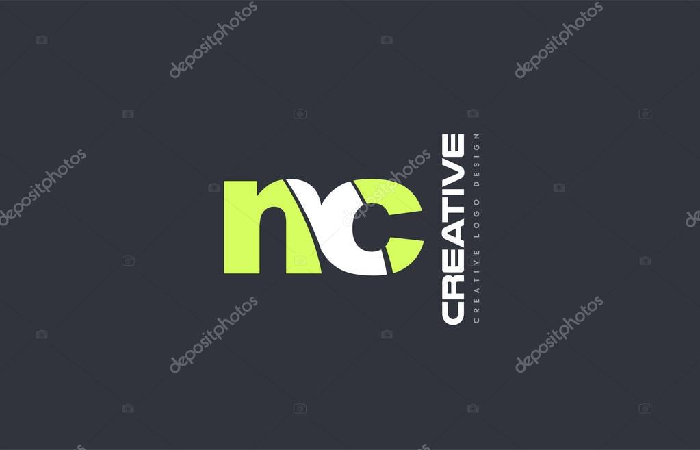 Joint joined letter combination  nc n c alphabet green blue blackground technology media logo icon design company