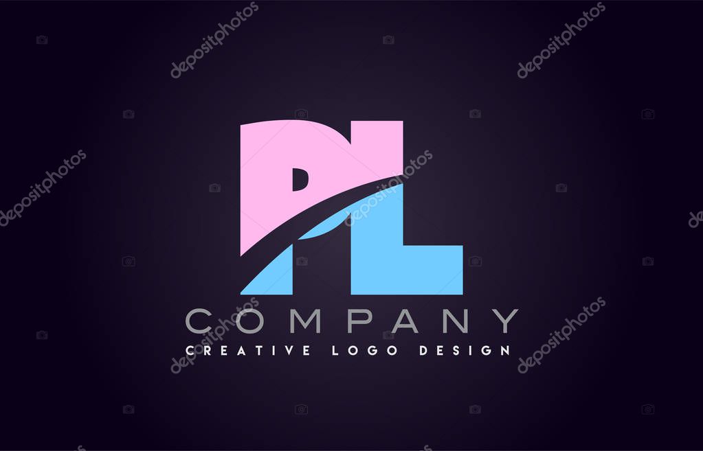 Pl letter logo combination alphabet vector creative company icon design template modern  pink blue bold