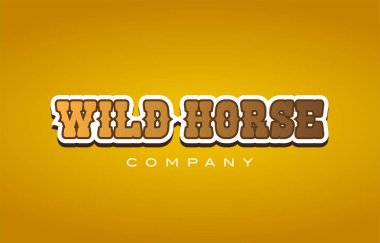 vahşi at Batı tarzı kelime metin logo tasarım simgesi şirketi