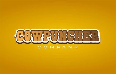 kovboy inek zımba Batı tarzı kelime metin logo tasarım simgesi 