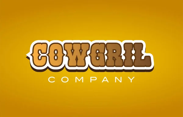 Cowgril cow gril western style wort text logo design icon compan — Stockvektor