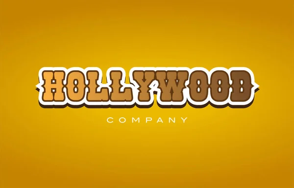 Hollywood Batı tarzı kelime metin logo tasarım simgesi şirketi — Stok Vektör