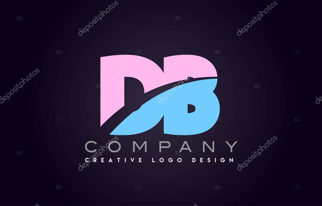 Db letter logo combination alphabet vector creative company icon design template modern  pink blue bold