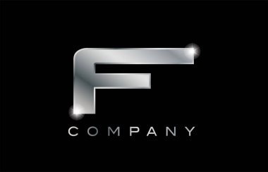 F gümüş metal mektup şirket tasarım logosu